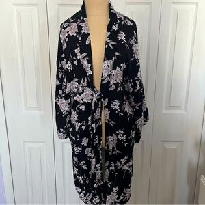 Spiritual Gangster Maya Superbloom Wrap Kimono Robe Cover Up Floral Black OS